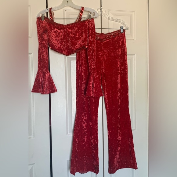 Pants & Jumpsuits Vintage Handmade Crushed Red Velvet Dance Costume